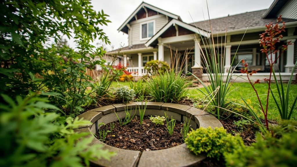 Using rain gardens and native plants to manage yar